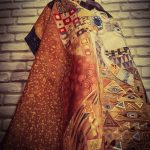 Golden Adele. Hand painted silk square scarf original interpretation of Gustav Klimt’s Portrait of Adele Bloch-Bauer I
