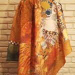 Golden Adele. Hand painted silk square scarf original interpretation of Gustav Klimt’s Portrait of Adele Bloch-Bauer I