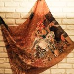 Golden Adele. Hand painted silk square scarf original interpretation of Gustav Klimt’s Portrait of Adele Bloch-Bauer I