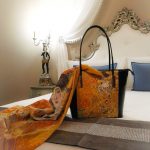 Woman in gold. Hand painted bag.