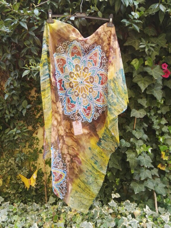 Magic mandala. Hand painted 100% silk scarf.