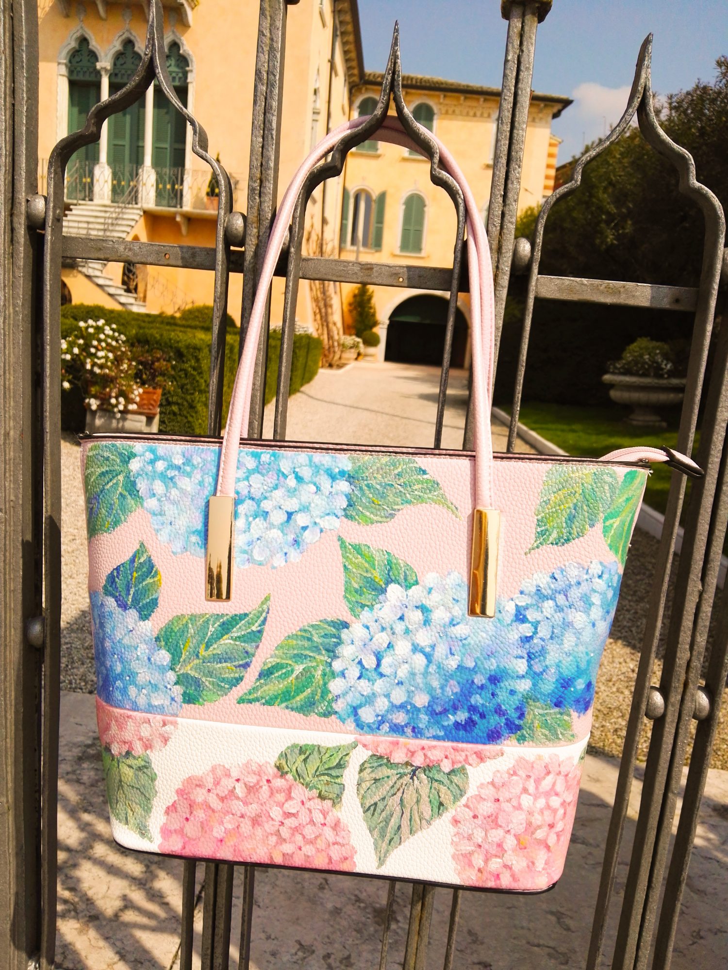 Personalizar Art Hand Painted Flowers Bags Cowhide Togo Leather