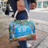 Capri. Hand painted faux leather bag.
