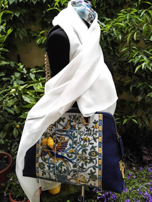 Azulejos. Hand painted faux leather bag
