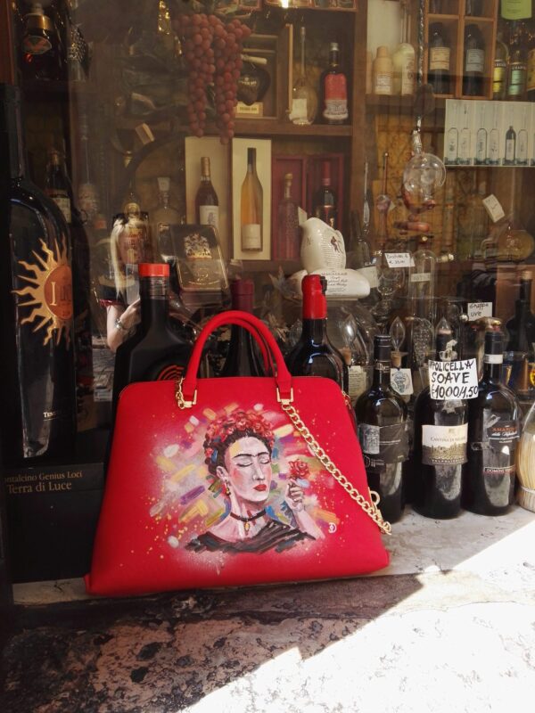Frida. Hand painted faux leather bag