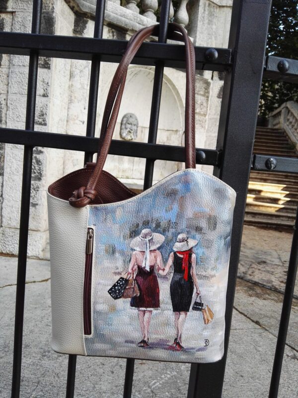 Let’s go shopping. Hand painted real leather bag/backpack