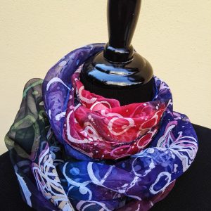 Butterflies and bubbles. Hand painted 100% silk scarf