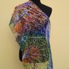 3 trees. Hand painted 100% silk scarf with original design