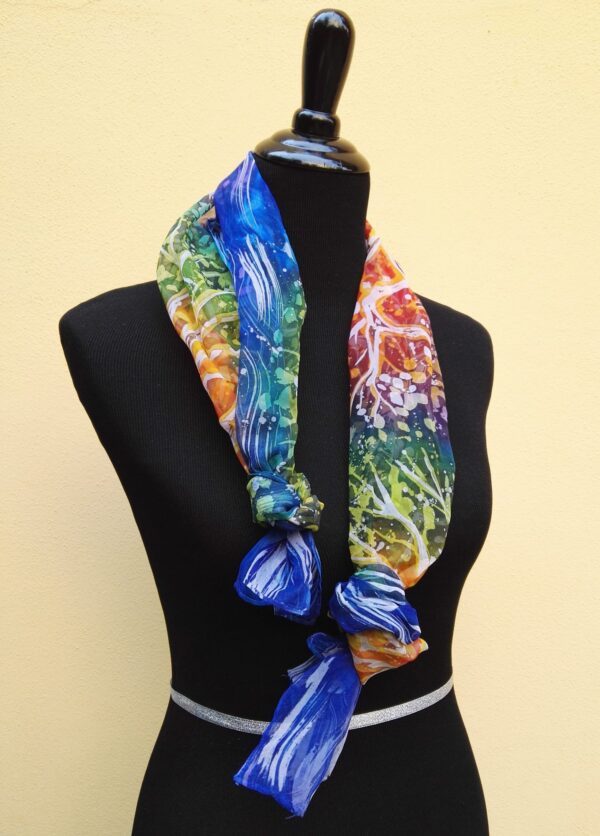 3 trees. Hand painted 100% silk scarf with original design