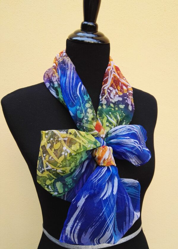 3 trees. Hand painted 100% silk scarf with original design