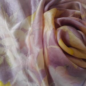 Delicate autumn. Hand dyed 100% silk scarf with ecoprint