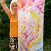 The Magic Unicorn hand painted silk scarf. Original author’s painting on silk watercolor effect. Best gift for birthdays