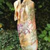 Orange bronze autumn botanical print 100% silk scarf