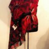 Big red flower nunofelted silk and merino wool shawl/stole/scarf