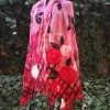 Red roses for you. Wetfelted margilan silk and merino wool stole/scarf/shawl/ wrap