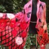 Red roses for you. Wetfelted margilan silk and merino wool stole/scarf/shawl/ wrap