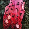 Red roses for you. Wetfelted margilan silk and merino wool stole/scarf/shawl/ wrap