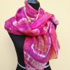 Shibori tie dye hand dyed long silk scarf. Original authentic accessory to combine modern outfit. Colorful accent of you look.