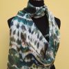 Shibori tie dye hand dyed long silk scarf. Original authentic accessory to combine modern outfit. Colorful accent of you look.
