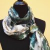 Shibori tie dye hand dyed long silk scarf. Original authentic accessory to combine modern outfit. Colorful accent of you look.