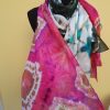 Shibori tie dye hand dyed long silk scarf. Original authentic accessory to combine modern outfit. Colorful accent of you look.