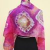 Shibori tie dye hand dyed long silk scarf. Original authentic accessory to combine modern outfit. Colorful accent of you look.