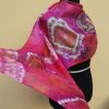 Shibori tie dye hand dyed long silk scarf. Original authentic accessory to combine modern outfit. Colorful accent of you look.
