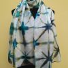Itajime shibori hand dyed 100% silk scarf.