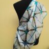 Itajime shibori hand dyed 100% silk scarf.