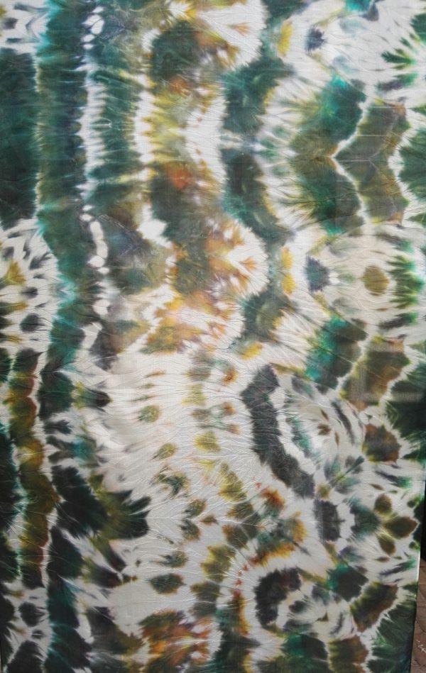 Shibori tie dye hand dyed long silk scarf. Original authentic accessory to combine modern outfit. Colorful accent of you look.