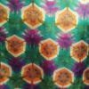 Itajime shibori hand dyed 100% silk scarf. Colorful accessory for modern outfit