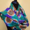 Itajime shibori hand dyed 100% silk scarf. Colorful accessory for modern outfit