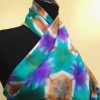 Itajime shibori hand dyed 100% silk scarf. Colorful accessory for modern outfit