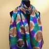 Itajime shibori hand dyed 100% silk scarf. Colorful accessory for modern outfit