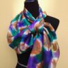 Itajime shibori hand dyed 100% silk scarf. Colorful accessory for modern outfit