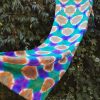 Itajime shibori hand dyed 100% silk scarf. Colorful accessory for modern outfit