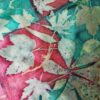 Mistical forest. Handdyed red and emerald green silk scarf with mix of plants imprinted. Original accessory. Best gift for women