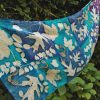 Blue turquoise violet 100% hand dyed silk scarf with impressed real leaves. Botanical print. Best gift fo women. Original accessory.