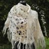 White cobweb wet felted merino wool, eri silk, viscose fibers and wensleydale locks scarf. Original accessory for special occasions