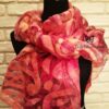 Orange paisley wet felted margilan silk and merino wool scarf. Original accessory