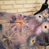 Lilac flowers wet felted margilan silk and merino wool scarf. Original accessory