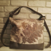 Big transformer bag/backpack with botanical print real leaves imprinted on cotton. Ecoprint and natural dyeing.