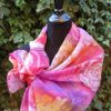 Frosted roses hand painted 100% silk scarf. Original accessory to add colororful accent to women’s outfit.