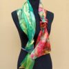 Red poppies summer hand painted 100% silk scarf. Colorful accessory to create your modern outfit.