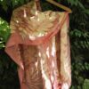 Pink madder Eco Printed and Natural dyed 100% silk scarf with impressed real leaves. Original accessory for women.