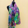 The smell of lilac hand painted batik 100% silk scarf. Original colorful accessory to create authentic accent to your outfit.