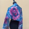 Classic blue and purple hibori tie dye hand dyed long silk scarf. Original authentic accessory to combine modern outfit. Colorful accent.