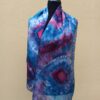 Classic blue and purple hibori tie dye hand dyed long silk scarf. Original authentic accessory to combine modern outfit. Colorful accent.