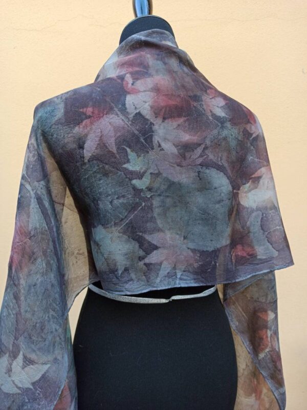 Purple rain. Botanical print 100% silk scarf. Hand dyed with natural dyes and imprinted with leaves. Delicate colours from nature for her.