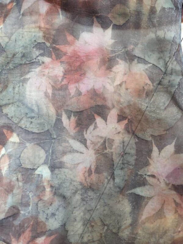 Purple rain. Botanical print 100% silk scarf. Hand dyed with natural dyes and imprinted with leaves. Delicate colours from nature for her.